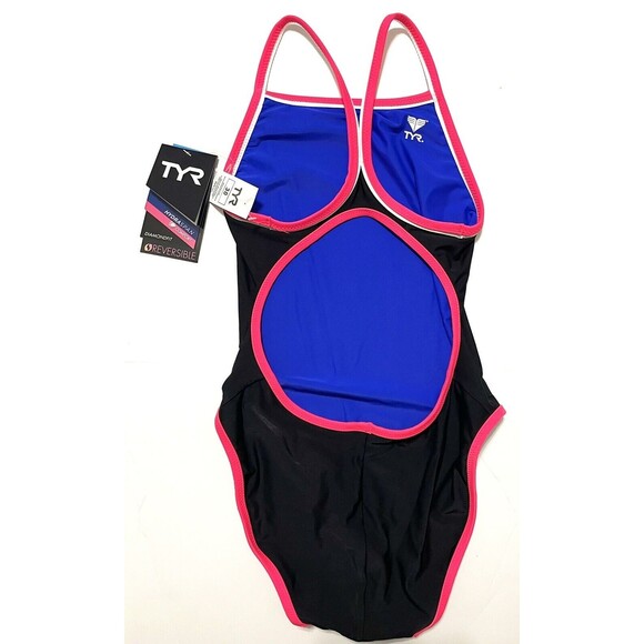 TYR HydraSpan Double Binding Reversible DiamondFit One Piece Swimsuit Black 30 - Picture 4 of 9
